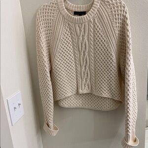 Banana Republic Cream Cropped Cable Knit Sweater